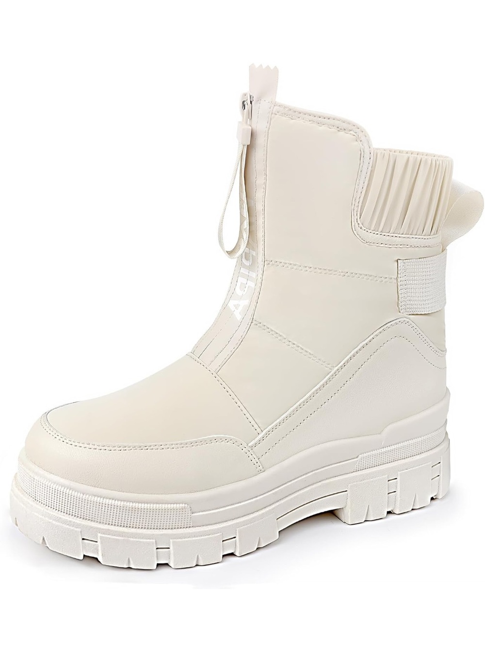 Cream Winter Snow Boots for Women. Water Resistant and Insulated